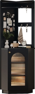 HAUSS SPOLE Highboard Highboard Kommode Sideboard Badezimmerschrank mit Lichtleiste,Schwarz (Badmöbel, Eckschrank, 1 St, mit Staufach, offenes Fach mit Haken), mit verstellbaren Einlegeböden