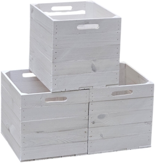 Holzkiste Obstkiste "Kallax" 32,5 x 38 x 32,5 cm Weiss 3er SET