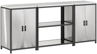 vidaXL Aufbewahrungsset für die Küche mit Regal 3 pcs Silber Stahl 3392670