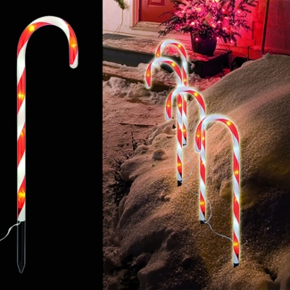 4x LED Zuckerstangen 50 cm für Außen & Innen Timerfunktion Lichterkette Deko