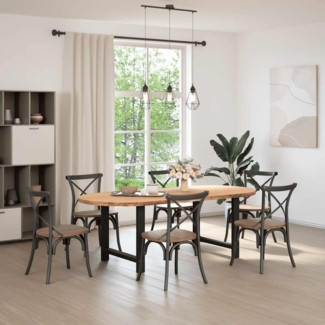 vidaXL Esstisch Hellbraun 220x100x74 cm Massivholz Eiche Oval 3305542