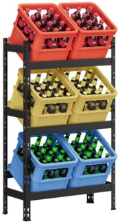 SONGMICS Getränkeregal, 3 Ebenen, Getränkekistenregal, jede Ebene bis 30 kg belastbar, Bierkistenregal, Stahl, Kistenständer, für Küche, Garage, tintenschwarz, GYL001B01
