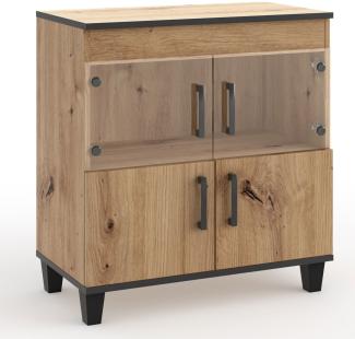 Kommode Sideboard Pola 80x40x90cm Artisan Eiche 4-türig