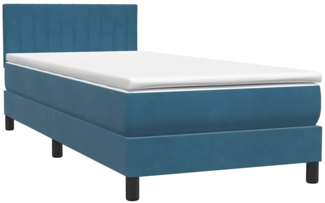vidaXL Boxspringbett mit Matratze Dunkelblau 80x220 cm Samt 3316429