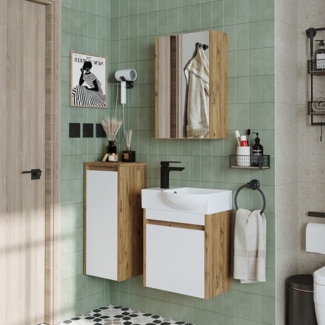 Roomart Badmöbel-Set LEO, (Badmöbelset Unterschrank mit Waschbecken Badezimmer Möbel Gäste WC)