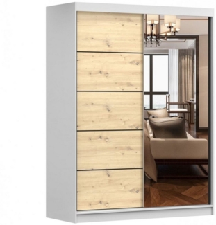 MOEBLO Kleiderschrank LARA 05 (mit Spiegel Schwebetürenschrank 2-türig Schrank mit vielen Einlegeböden und Kleiderstange, Gaderobe Schiebtüren Schlafzimmer-Wohnzimmerschrank Modern Design), (BxHxT): 150x200x61 cm