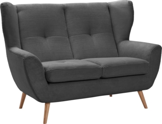 exxpo - sofa fashion 2-Sitzer ALVESTA, Loungesofa, Küchensofa, hoher Sitzkomfort, Ohrenbackensofa, gemütliche Rückenlehne, mit Knopfheftung und hohen Holzfüßen, in Cord