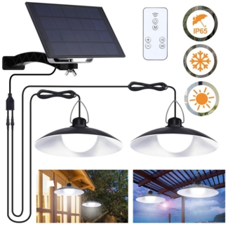 Rosnek LED Solarleuchte für Innen & Außen Hängend, Solar Hängelampe Outdoor mit Fernbedienung, Warmweiß, Kaltweiß, IP65 Wasserdicht, Dimmbare/Timer solarlampe mit 1-4 Lampen, 3M Kabel