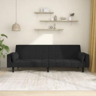 vidaXL Schlafsofa 2-Sitzer mit 2 Kissen Schwarz Samt 375850