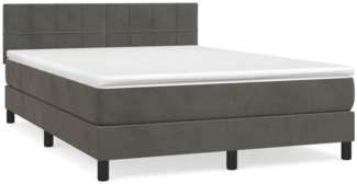 vidaXL Boxspringbett mit Matratze Dunkelgrau 140x200 cm Samt 3141306