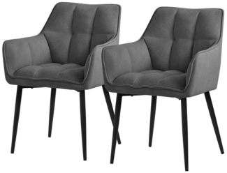 ML-DESIGN Polsterstuhl Esszimmerstuhl mit dickem gepolsterter Sitz Rücken- und Armlehnen (2 St), Wohnzimmerstuhl aus Frotteestoff Dunkelgrau Loungesessel Küchenstuhl