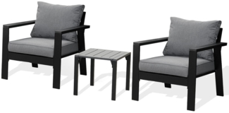 MeXo Gartenlounge-Set SGS zertifiziert, Gartenmöbel Set Aluminium, (Kleine Balkonmöbel Set, 3-tlg, 2 Gartenstühle, 1 Couchtisch, inkl. 4 Auflagen), Outdoor Loungemöbel Sitzgruppe für 2 Personen