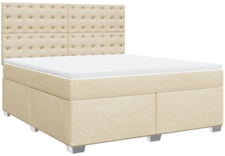 vidaXL Boxspringbett mit Matratze Creme 180x200 cm Stoff 3290586