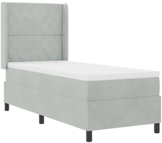 vidaXL Boxspringbett mit Kopfteil Hellgrau 80 x 200 cm Samt 3341924