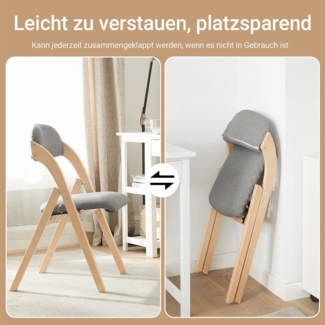 SoBuy Klappstuhl DE-FST92, Esszimmerstuhl Ergonomisch, faltbar, Küche Balkon Büro, Klappstuhl Küchenstuhl mit Rückenlehne, Campingstuhl, Holzstuhl