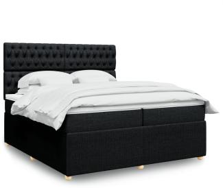 vidaXL Boxspringbett mit Matratze Schwarz 200x200 cm Stoff 3294472