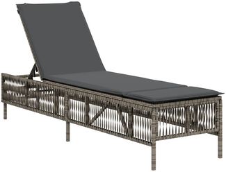 vidaXL Sonnenliege mit Auflage Grau Poly Rattan 4002739