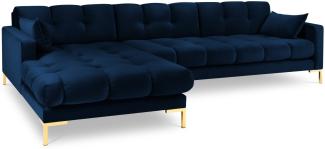 Micadoni 5-Sitzer Samtstoff Ecke links Sofa Mamaia | Bezug Royal Blue | Beinfarbe Gold Metal