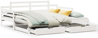 vidaXL Tagesbett Ausziehbar mit Schubladen ohne Matratze Weiß 90x200cm 3302238