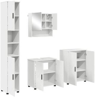 vidaXL Badezimmermöbel-Set mit Tür 4 pcs Weiß Holzwerkstoff & Metall 3393003