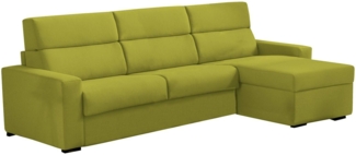 Dmora Schlafsofa mit Halbinsel Pusiano, Wandelbares Ecksofa für das Wohnzimmer, gepolstert, abnehmbar, 100 % Made in Italy-Qualität, 280x160 h100 cm, Grün