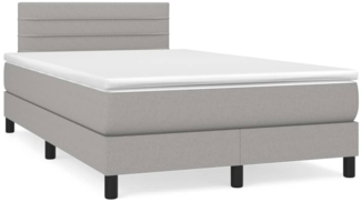 vidaXL Boxspringbett mit Matratze & LED Hellgrau 120x190 cm Stoff 3270046