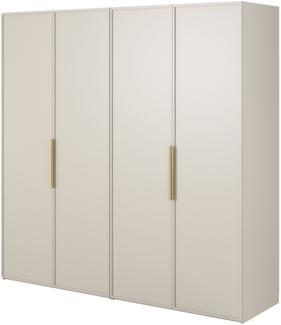 Selsey 'Frame' Kleiderschrank 4-türig mit 2 Kleiderstangen und Schubladen, greige 200 x 200 x 57 cm