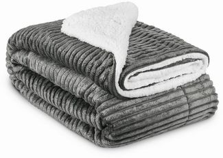 Wohndecke Sherpa Decke Kuscheldecke Glitzereffekt XL Anthrazit Elisa, 150x200 cm, Beautissu, Dicke Winter Fleecedecke Lammfell-Optik & ? Hautfreundliche