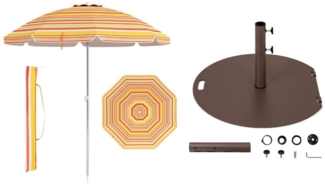 Strandschirm + Schirmständer Set Neigbarer Sonnenschirm Schirmständer mit Rollen