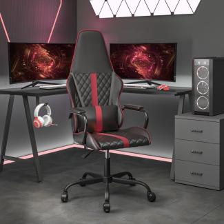 vidaXL Gaming-Stuhl mit Massagefunktion Weinrot und Schwarz Kunstleder 345564