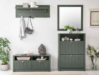 Ascot Garderobe Dielen Set Flurgarderobe 4-teilig 213cm grün Landhaus
