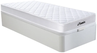 Vente-unique - Set aus Bettgestell mit Bettkasten + Federkernmatratze mit Memory Schaum - 90 x 190 cm - Stärke 15 cm - Weiß - WOLKENLOS von YSMÉE