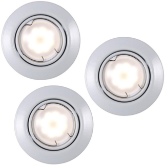 3er Set LED Einbaustrahler, Metall weiß, verstellbar, D 9 cm
