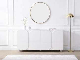 Vente-unique - Sideboard mit 4 Türen - MDF - Weiß - YELDINIA