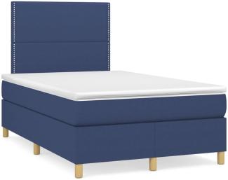 vidaXL Boxspringbett mit Matratze & LED Blau 120x190 cm Stoff 3270245