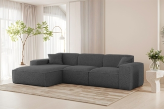 Ecksofa Designersofa CELES PREMIUM in Stoff Sven Dunkelgrau Ottomane Links