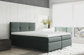 99rooms Nelson Boxspringbett Strukturstoff 160x200 cm Dunkelgrau