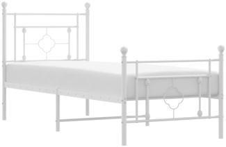 vidaxl Bettgestell mit Kopf- und Fußteil Metall Weiß cm Kleeblatt (Farbe: Weiß), 80x200 cm