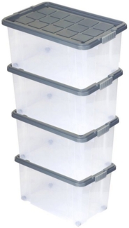 BigDean 4 Stück Große Eurobox mit Deckel und Rollen Aufbewahrungsbox 60 X 40 X 32,5 cm