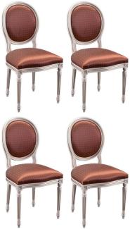 Casa Padrino Luxus Barock Esszimmer Stuhl 4er Set Bordeaurot / Weiß