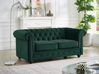 Vente-unique - Sofa 2-Sitzer - Samt - Grün - CHESTERFIELD