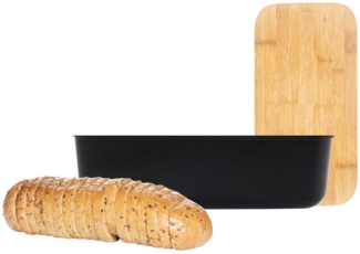 Aufbewahrungsbox mit Bambus-Schneidebrett für Brot, Brötchen & Gebäck