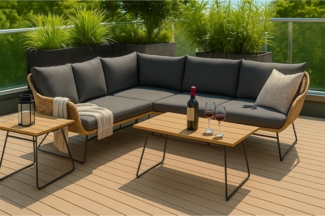 Bellavista Montreux Ecklounge, Polyrattan, grau, für 6 Personen