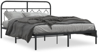 vidaXL Bettgestell mit Kopfteil Metall Schwarz 150x200 cm 377119