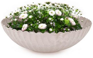 matches21 HOME & HOBBY Blumentopf Pflanzschale für draussen Dekoschale rund sand beige marmoriert 22 cm (1 St), Blumen-Schale als wetterfeste Friedhof-Schale Grab-Schmuck Grabschale