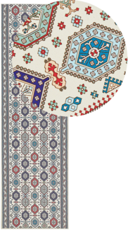 Teppich mehrfarbig 60 x 200 cm orientalisches Muster Kurzflor HACILAR