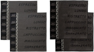 DDDDD Geschirrtuch Ristretto, (Set, 4-tlg), Combiset: 2 Küchentücher & 2 Geschirrtücher