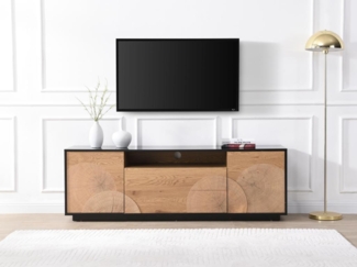 Vente-unique - TV-Möbel mit 2 Türen, 2 Schubladen & 1 Ablagefach - MDF - Holzfarben & Schwarz - YASMELIA