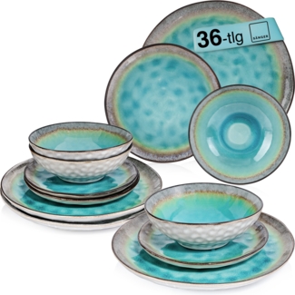 SÄNGER Steingut Geschirrset Capri, Tafelservice 36 teilig für 12 Personen
