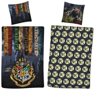 Harry Potter Bettwäsche Harry Potter Hogwarts Bettwäsche 2tlg Set 135x200 80x80 cm, 2 teilig, 100% Baumwolle